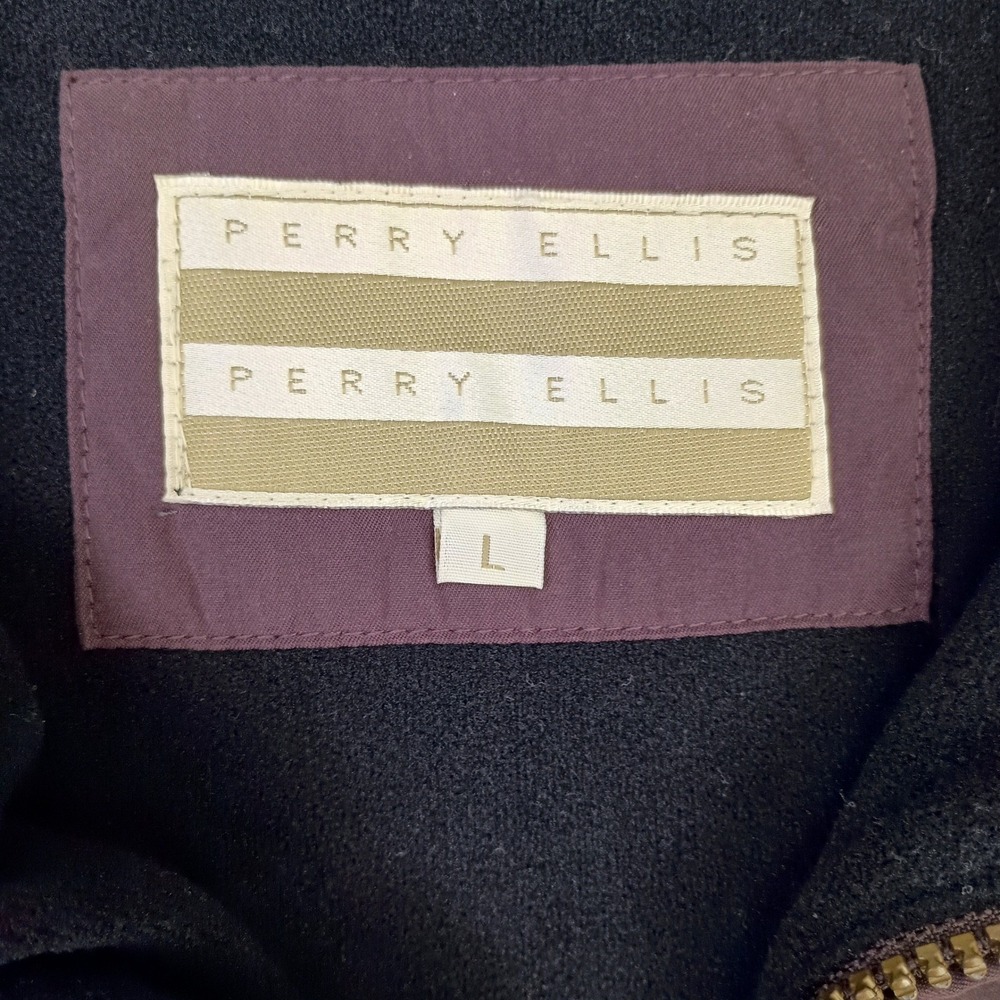 Perry Ellis Mens Large Brown Fleece Lined Full Zip Vest - Picture 9 of 9